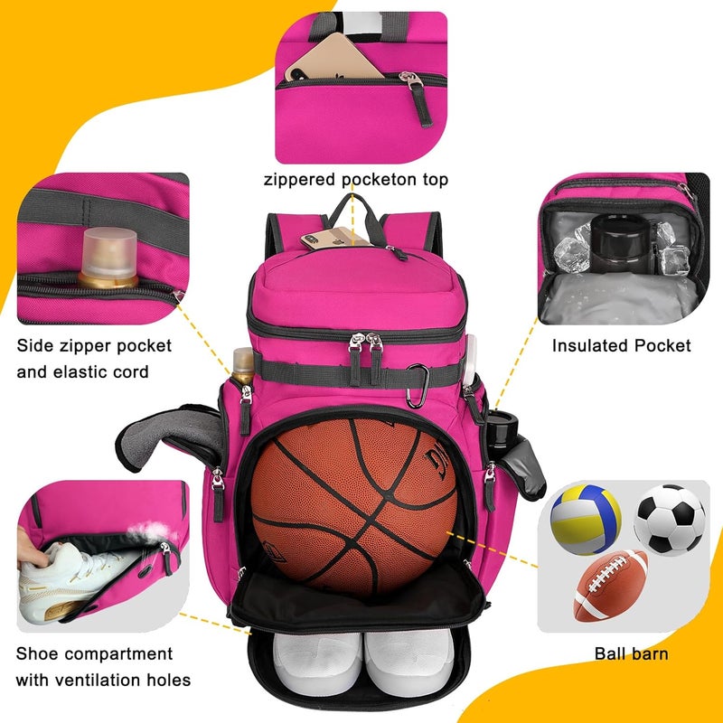 Goloni Basketball Backpack,Large Sports Bag with Ball Compartment & Shoe Compartment for Basketball, Soccer, Volleyball,Gym - Image 2